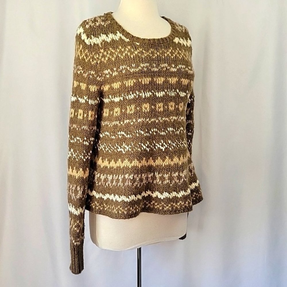 Free People Through the Storm Sweater Taupe & Cream Size Medium